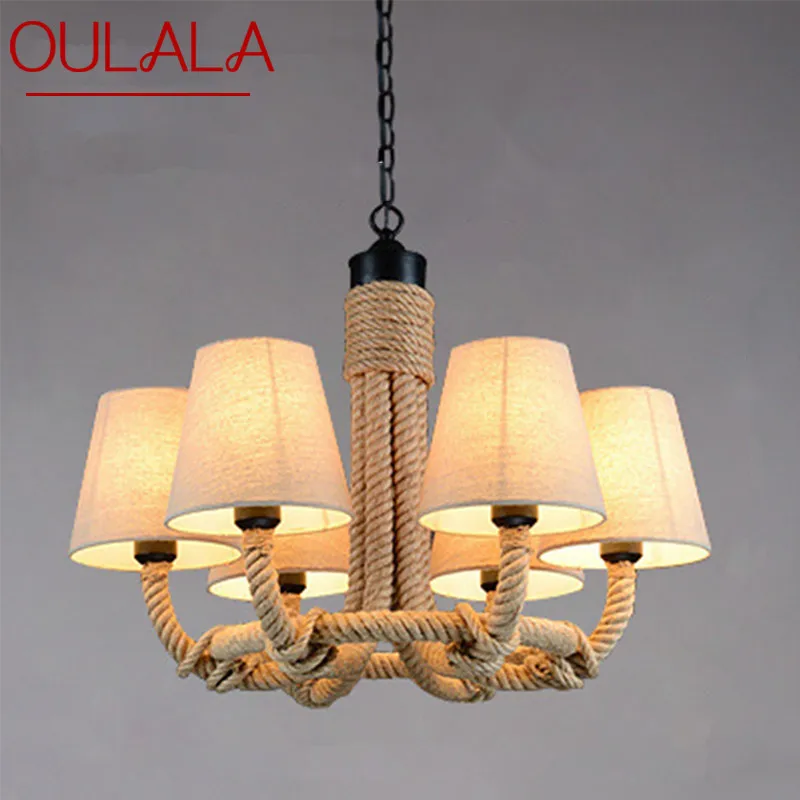 

OULALA American Style Retrohemp Rope Chandelier Nostalgic Loft Industrial Style Internet Cafe Restaurant Hot Pot Shop Pendant