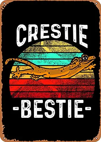 Crestie Crested Gecko Vintage Look Metal Sign Art Prints Retro Gift 8x12 Inch