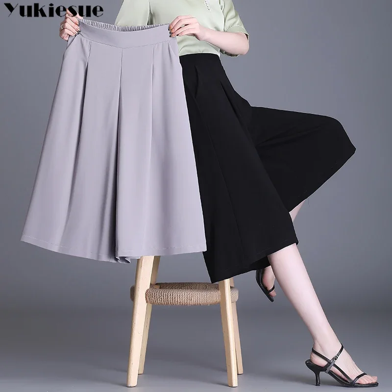 

Женские брюки 2023, летние Y2K, новый стиль, универсальная модная повседневная свободная юбка с высокой талией, свободная эластичная талия, брючная юбка Seven Cent