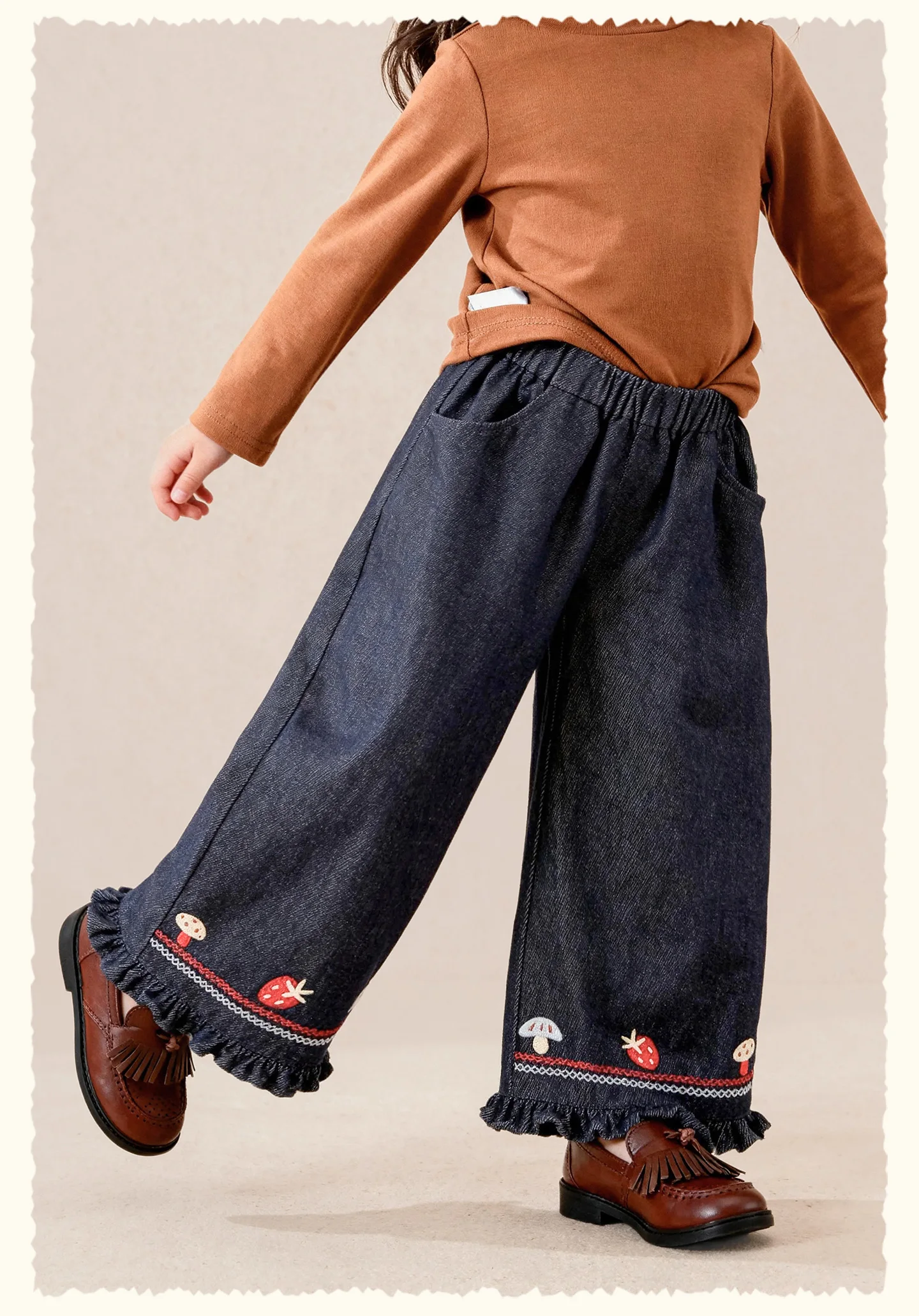 Amila 2026 Herbst Neue Kinderjeans aus reiner Baumwolle, gewaschen, Vintage, weites Bein, modisch, lässig, bequem, weiche lange Hose für den täglichen Gebrauch. – Detail 19