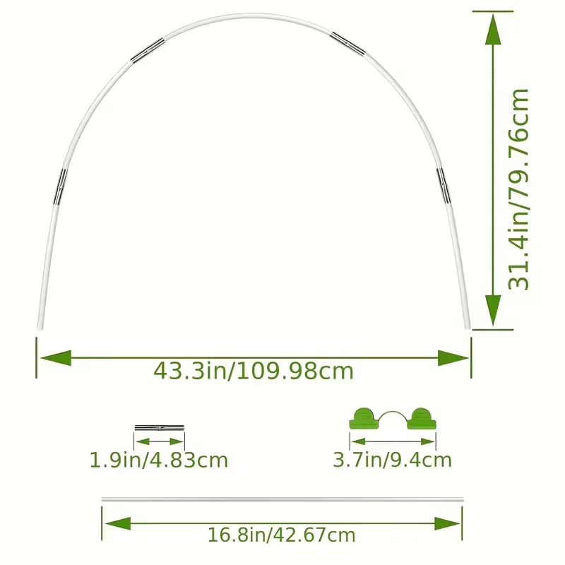 25/50 Garden Rings, Designed Specifically for Elevated Flower Beds and Planting Shelters, Using a 43inch Wide Tunnel Greenhouse Frame. These Rust-Resistant Fiberglass Support Rings Feature a Double-Layer Design and Include 16/32 Clips and 20/40 Connectors view 6