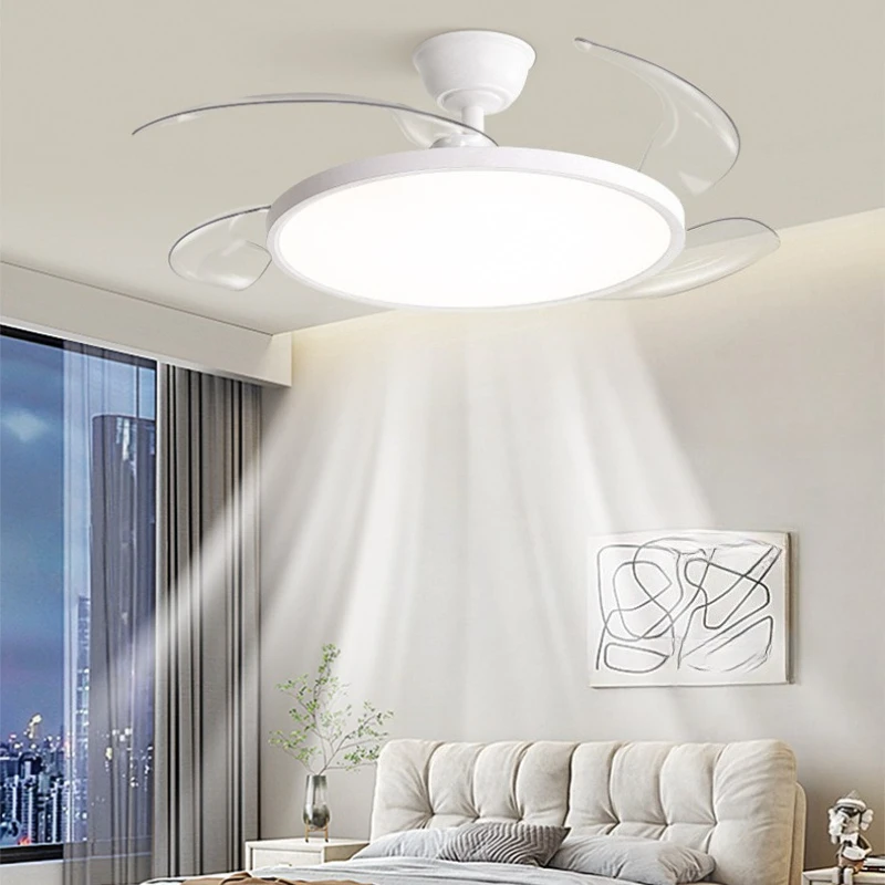Full Spectrum Ultra-thin Invisible Ceiling Fan Lamps Living Dining Room Bedroom Variable Frequency Silent LED Fan Lights Fixture