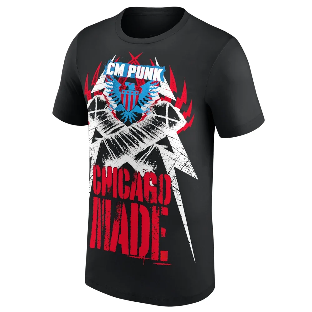 Men's CM Punk Chicago Made Red White Blue T-Shirt 3D Printed Outdoor Sports Quick Dry Short Sleeve Tee Daily Casual T-Shirt 5XL
