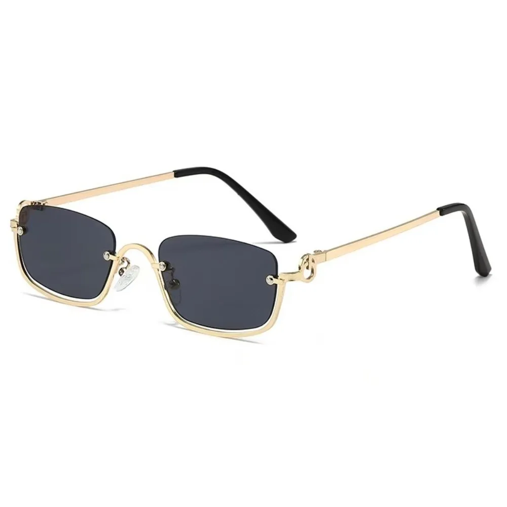 

Vintage Metal Half Frame Square Sunglasses Small UV400 Sun Glasses Narrow UV Resistant Cycling Glass Shades Eyewear Unisex