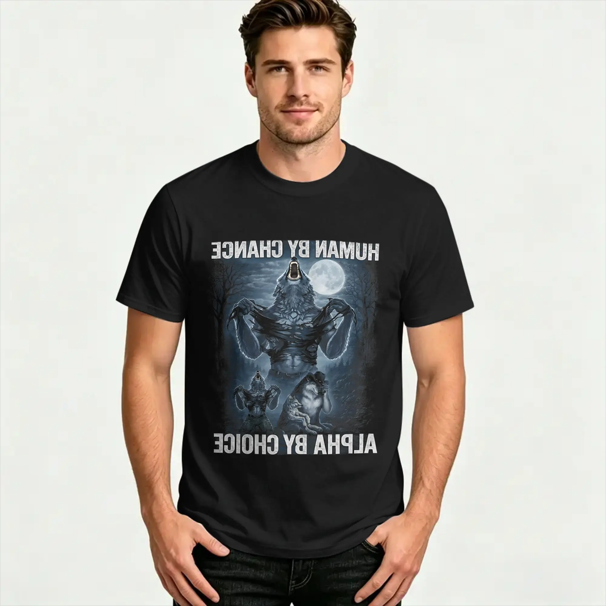 Mens T Shirt Human By Chance Alpha By Choice T Shirts Novelty  Summer Tees Vintage Pure Cotton Clothing Gift