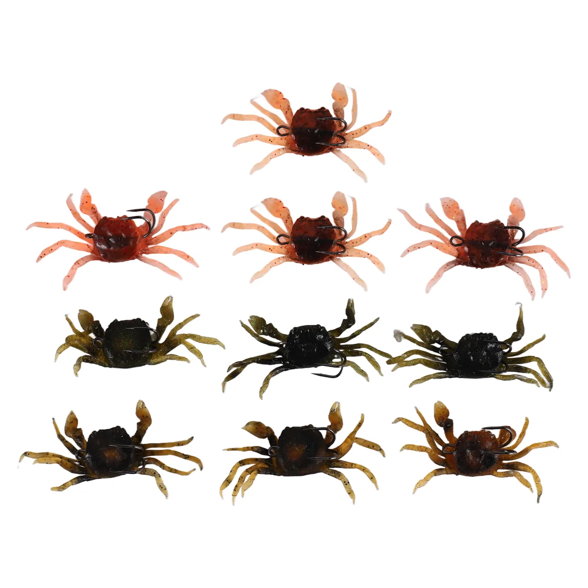 Lo-ok 10 Pcs Crab Bait, 3D Simulation Crab Soft Bait with Pointed Hook, Sea Fish Bait Buckle, Sea Fish Fishing Tackle Tools