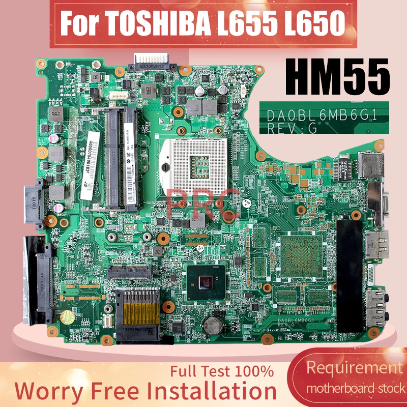 

DA0BL6MB6G1 For TOSHIBA L655 L650 Laptop Motherboard A000075380 HM55 Notebook Mainboard