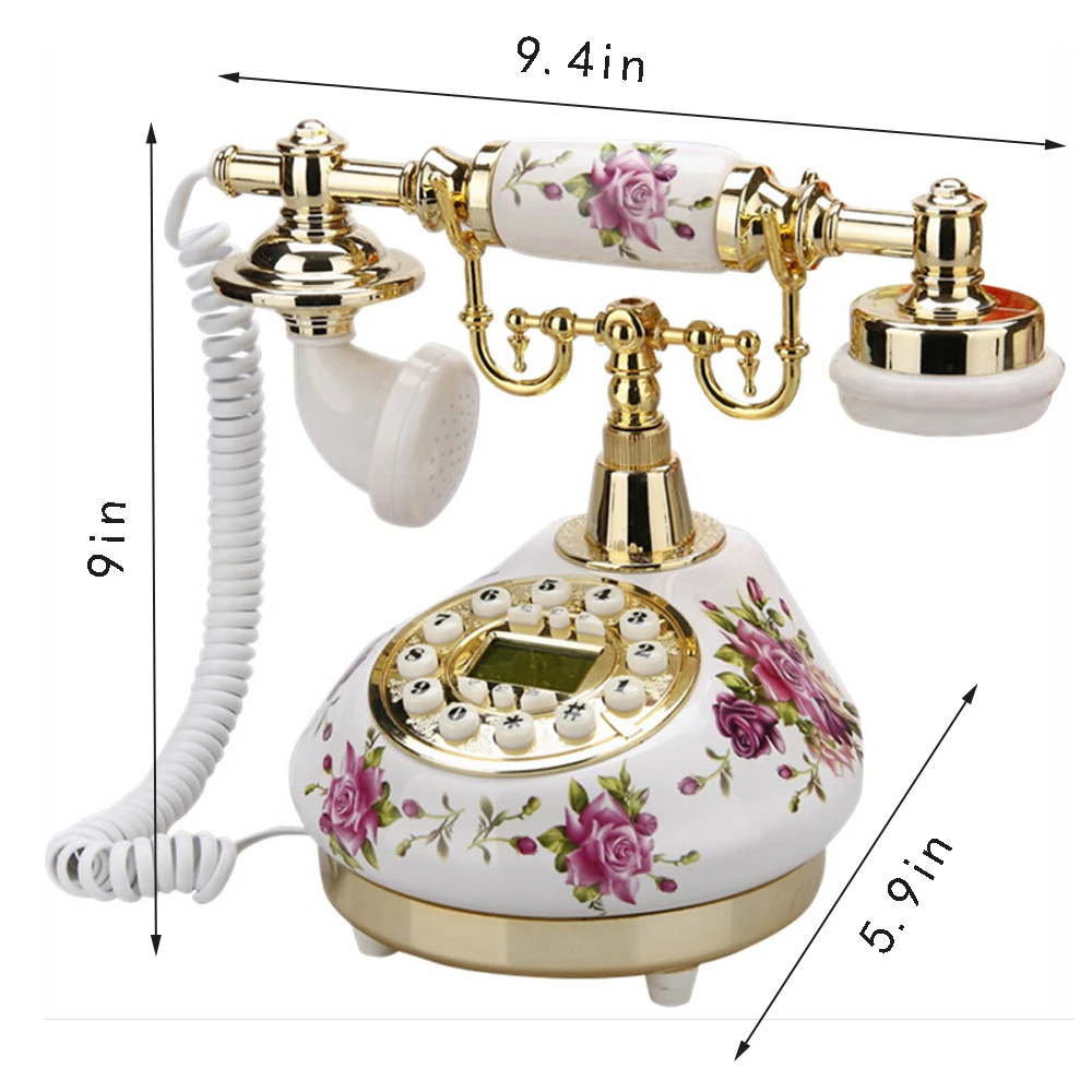 White Antique Telephone Corded Landline Home Phones Vintage Classic Ceramic Home Telephone Antique Home Office Art Shops Gift