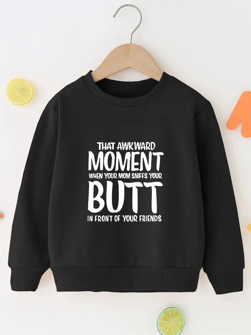 Fashionable boys Girls' Sweatshirt with Round Neckline Creative Letter Graphics  Parties spring Fall New Fit Leisure sports