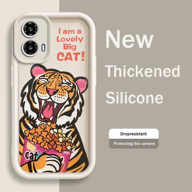 G34 CatTigers Silicone Phone Case For Motorola Moto G34 Shockproof Protection Back Cover