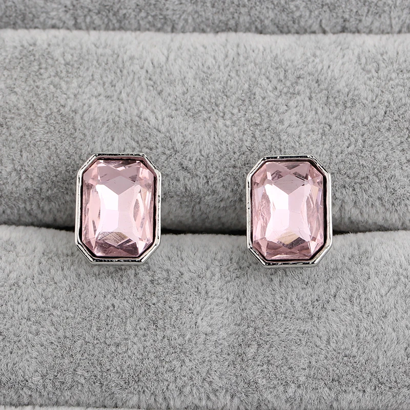 Blue Pink Purple Green Brown Colors Men's Crystal Oblong Cufflinks Elegant Fashion Accessory for Formal Wear