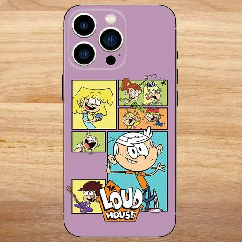 حافظة هاتف كارتون The L-Loud House لهاتف iPhone15,14,13,12,11,Pro,Max,Plus,Mini,X,XS,XR,8,7,6,S,Plus,SE حافظة سوداء ناعمة