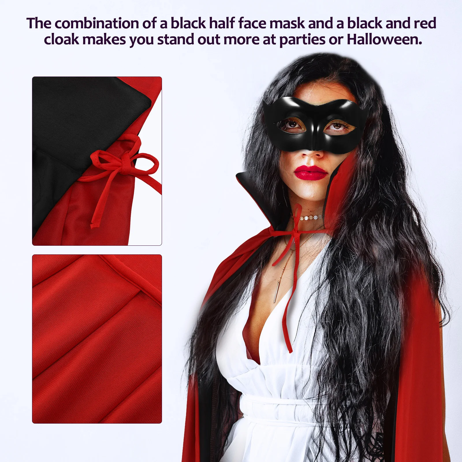

1 комплект, 1 комплект, полумаска, плащ, реквизит для косплея на Хэллоуин для взрослых, уникальный маскарадный костюм, карнавальное украшение, унисекс