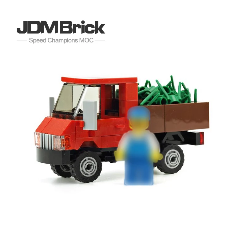 MOC-14908 Creative puzzle assembly DIY small particle building block model children\'s city series mini red truck toy gift