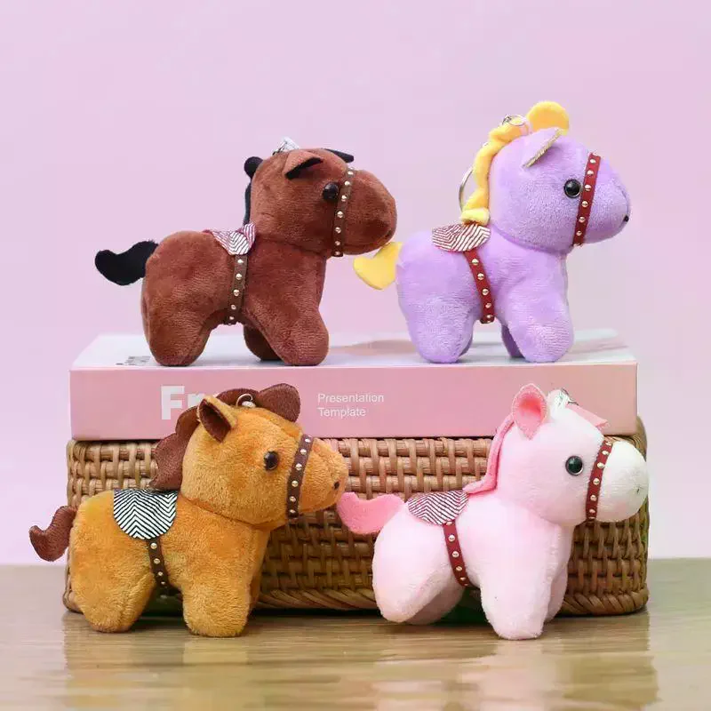 1Pcs Horses Plush Hanging Decor ​​Stuffed Animal Horse Key Ring Cute Pony Doll Backpack Ornaments Pendant Kids Toy