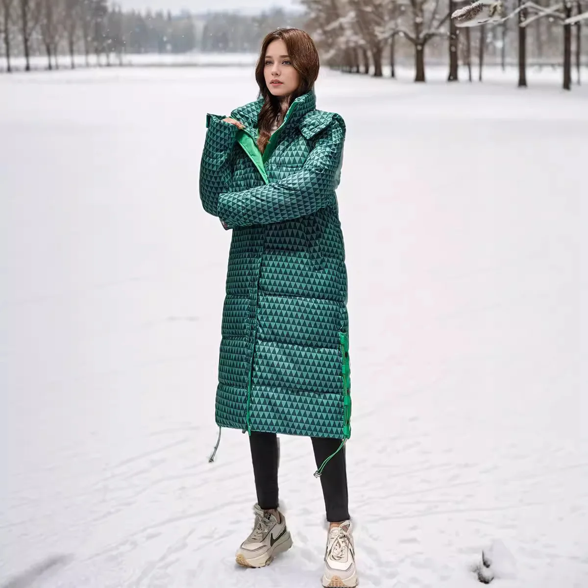 

Клетчатая женская зимняя куртка-парка с цветными блоками на молнии, ветрозащитное женское пальто с капюшоном, стильная длинная куртка для женщин