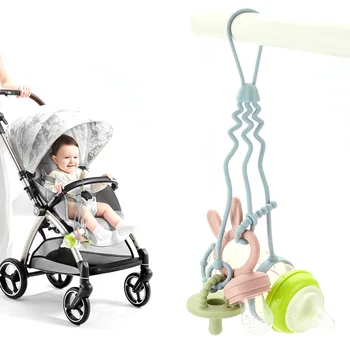 Catena per ciuccio in silicone da 1 pezzo, design a forma di medusa, colore rosa/crema, animale marino, adatta per la maggior parte dei ciucci, giocattolo per la dentizione