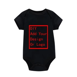 Newborn Baby White Short Sleeve Romper Print Outfit Infant Bodysuit Clothes Gift Customized Your Design Idea Cool DIY Or Logo