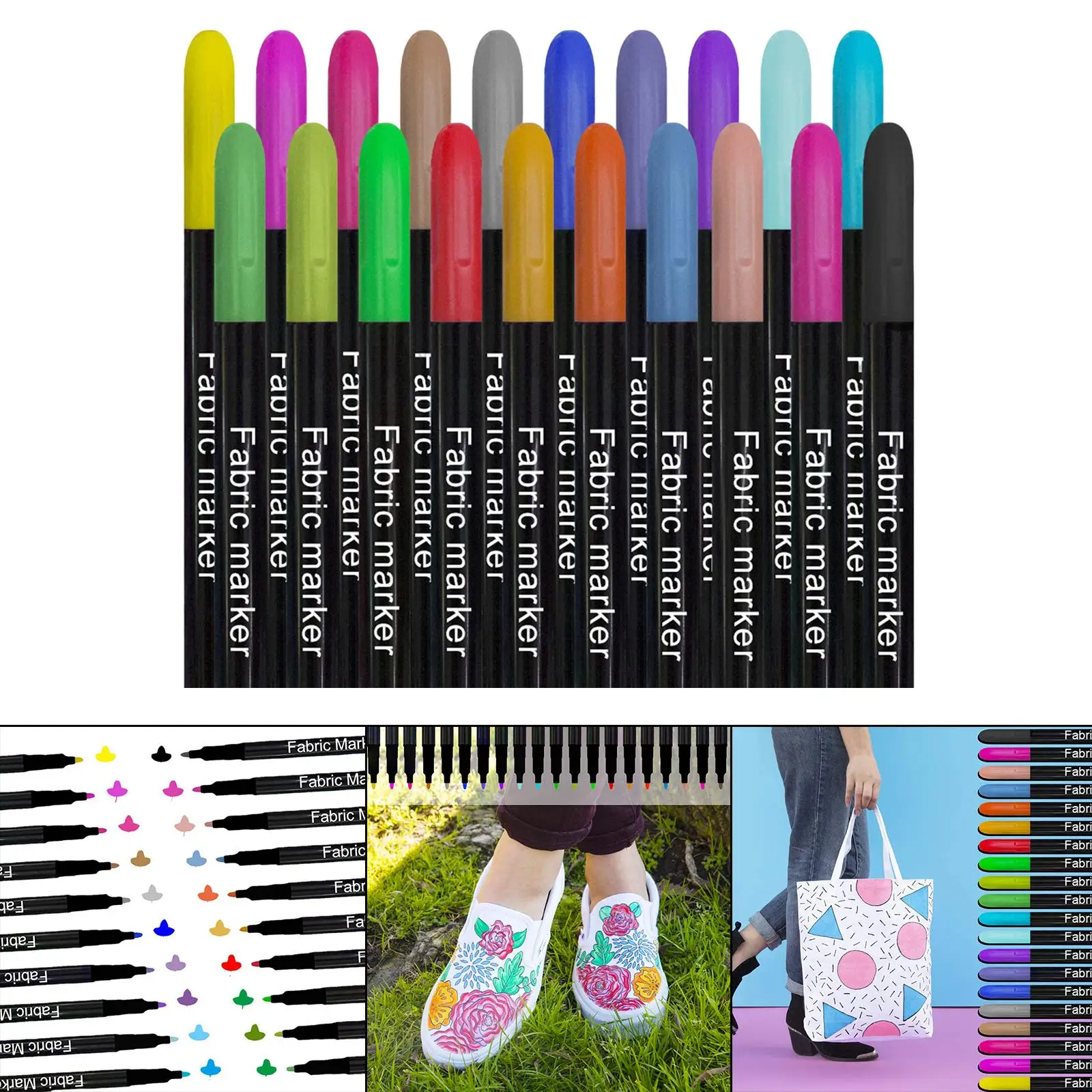 Colorful Fabric Markers Pens Permanent Fabric Pens for Canvas Handbags Decor