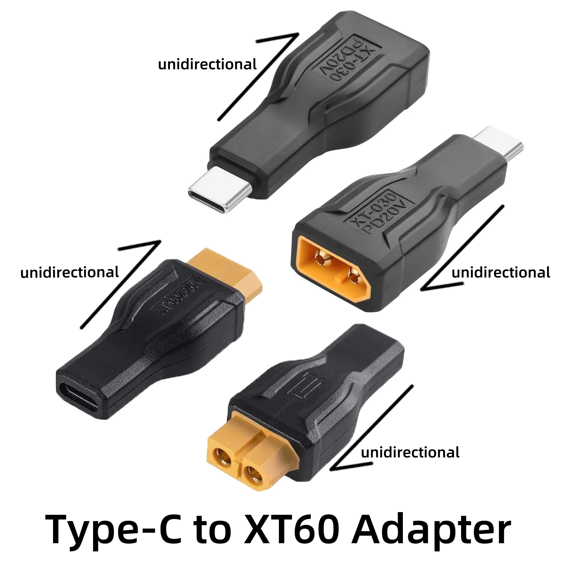 USB C to XT60 Adapter 100W 20V 5A Type-C to XT60 Charging Connector for RC Car FPV Drone Energy Storage Power Outdoor Power