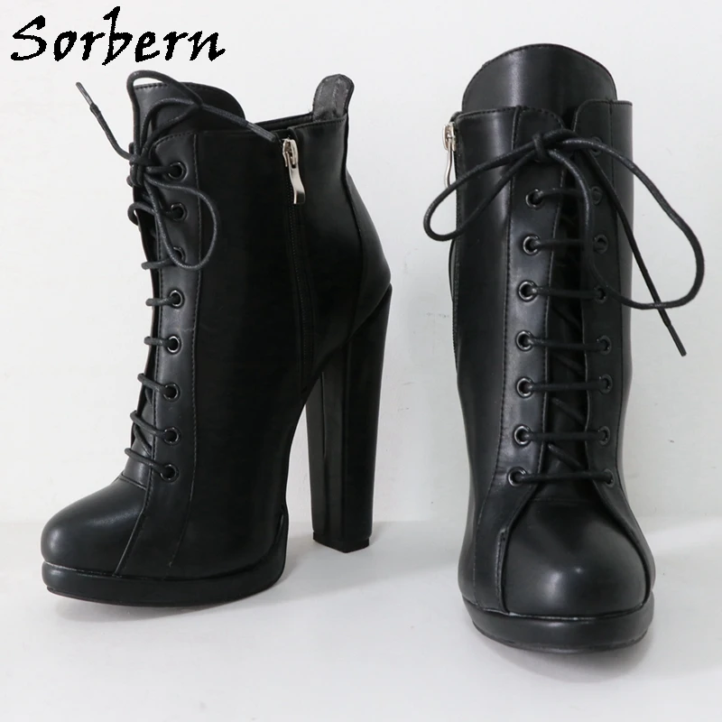 Sorbern 16cm High Arch Ankle Boots Small Size Unisex Round Toe Visible Platform Shoes Side Zipper Big Size  EU33-48 Custom Color