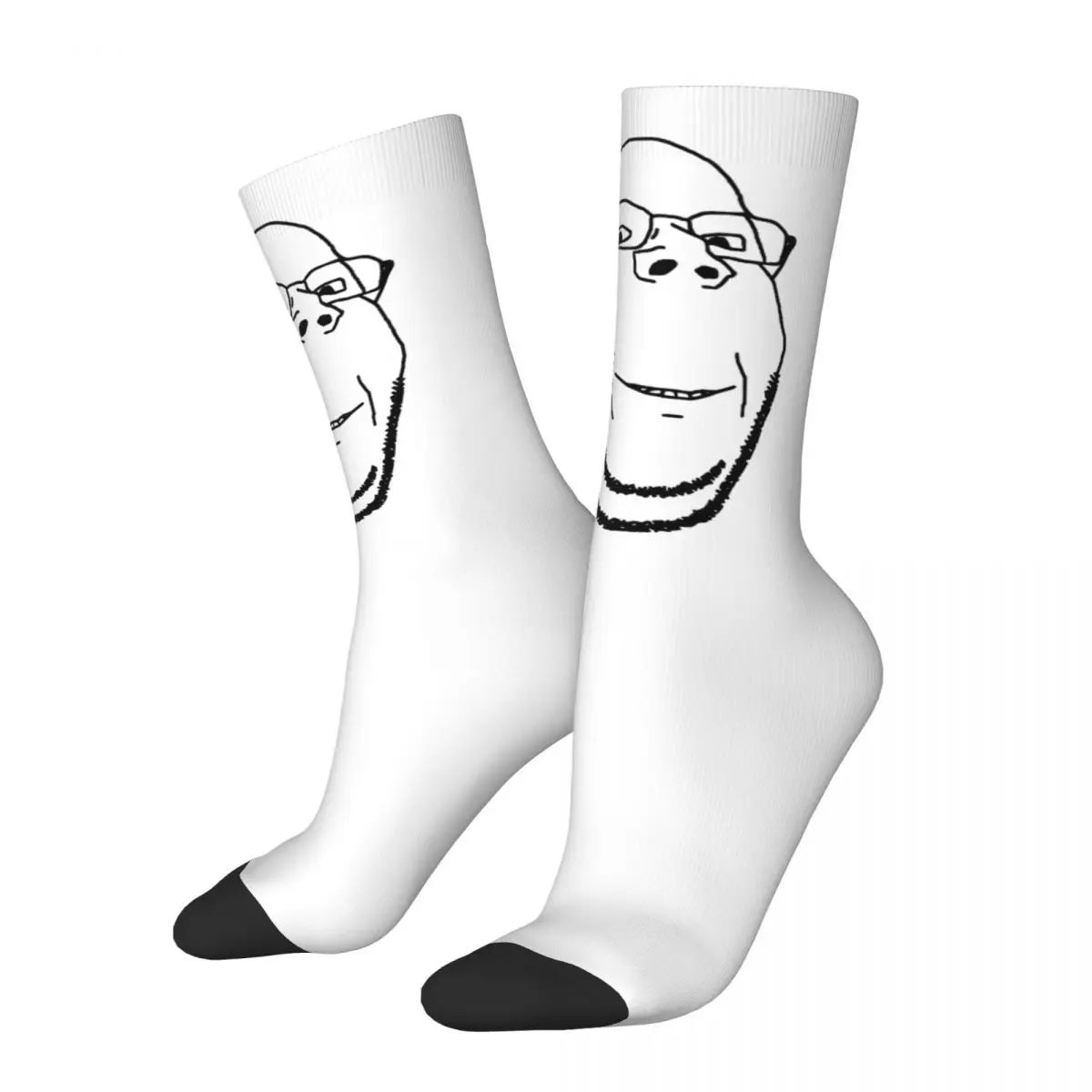 Wojak Soyjak Socks Smiling Kawaii Stockings Unisex Men Quality Running Socks Autumn Printed Non-Slip Socks