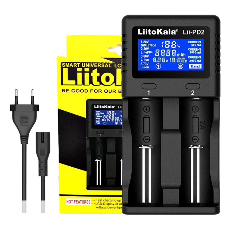 Liitokala Lii-S12 Lii-PD4 Lii-PD2 Smart 18650 Battery Charger for NiMH LiFePO4 Li-ion 3.7V 1.2V 26650 14500 26700 18350 AA AAA