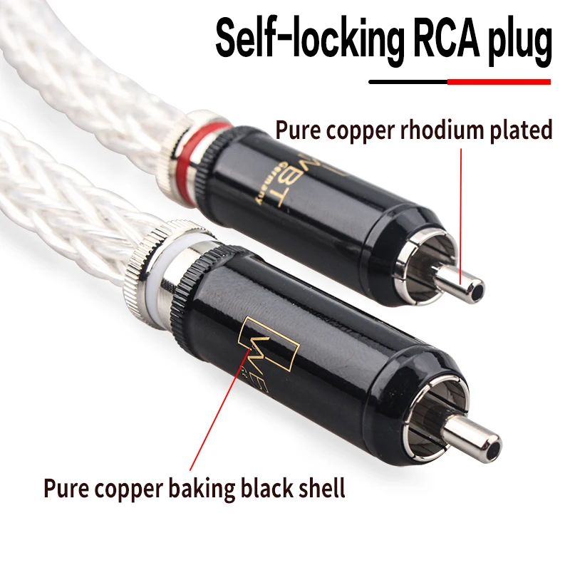 HI-End 8N OCC Silver Plated 8AG 16 Single Braided RCA Interconnect Audio Cable HiFi Power Amplifier CD Player Cord