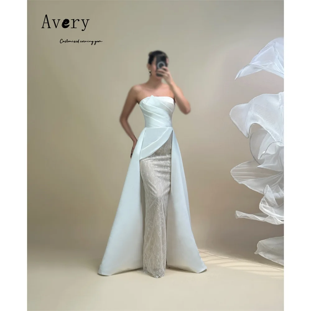 Avery Customized White Lace Embroidered Tube Top Elegant Party Dresses for Women Luxury Elegant Party Evening Dress 2026 Women's
