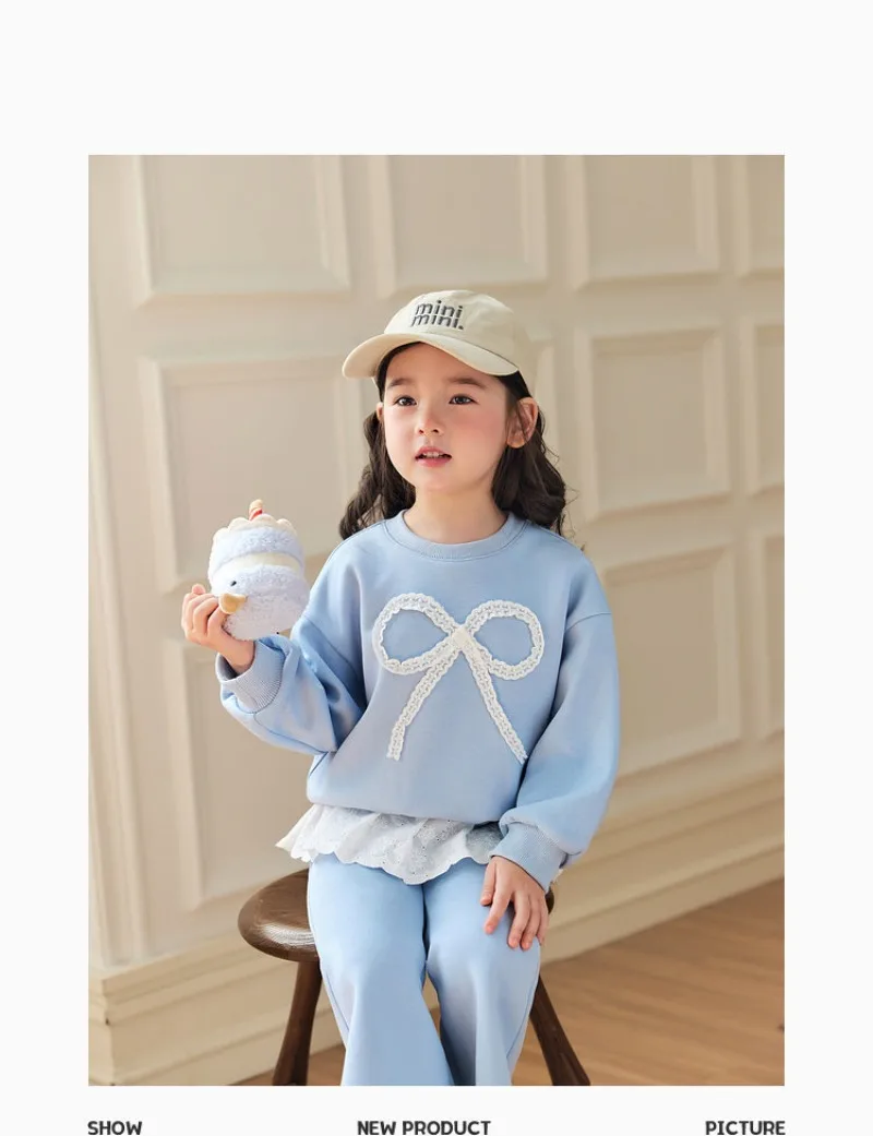 RAISE 2-8 Jahre Kinder Mädchen Zweiteiliges Outfit Herbst Kinder Mädchen Schleifen-Sweatshirt Trainingsanzüge 2026 Spitzenbesetzte Schlaghose Outfits – Detail 30