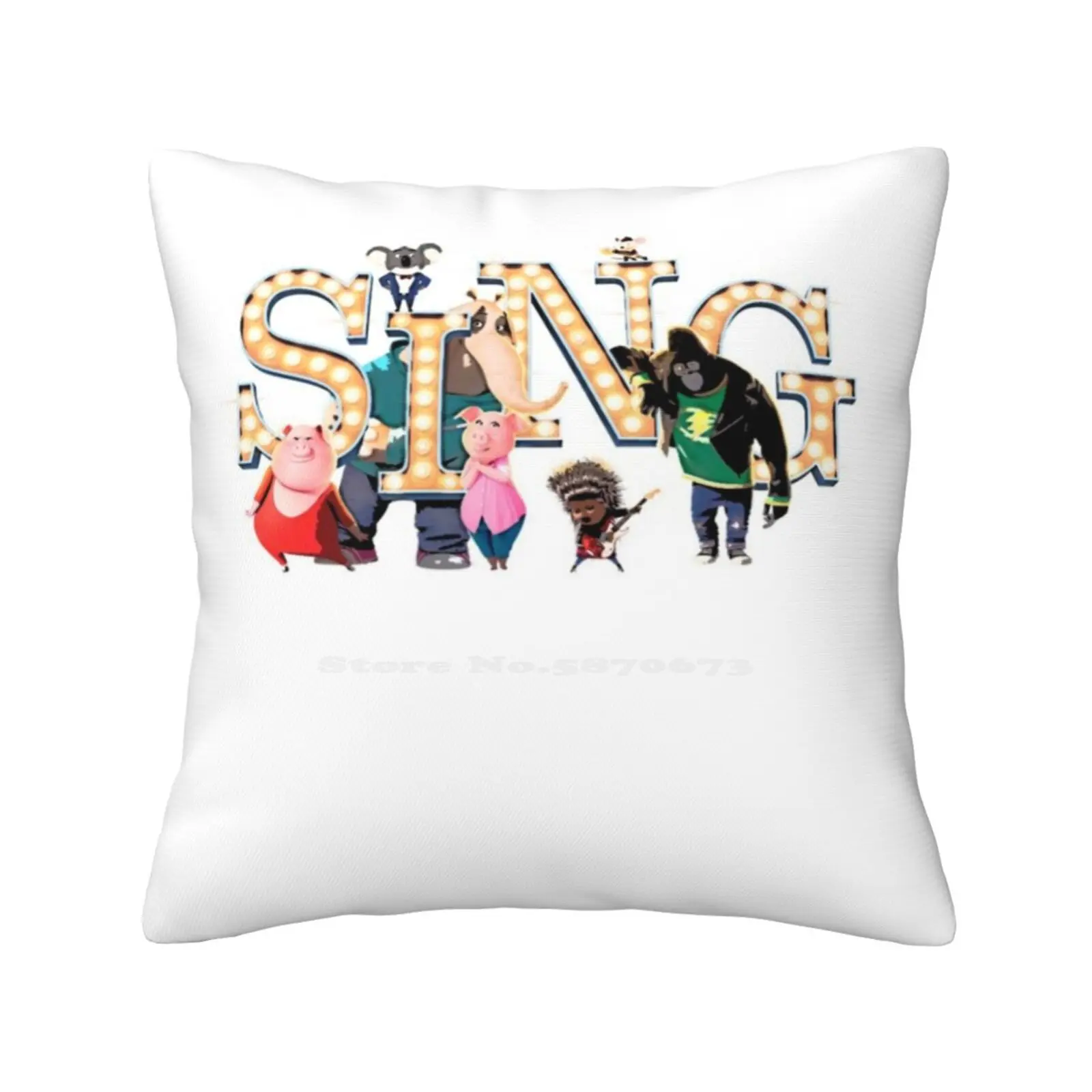 Sing Movie Picture Style Bedroom Office Hug Pillowcase Sing Movie Film Title Top Drawstring Case Wallet Cover Phone Travel Cup