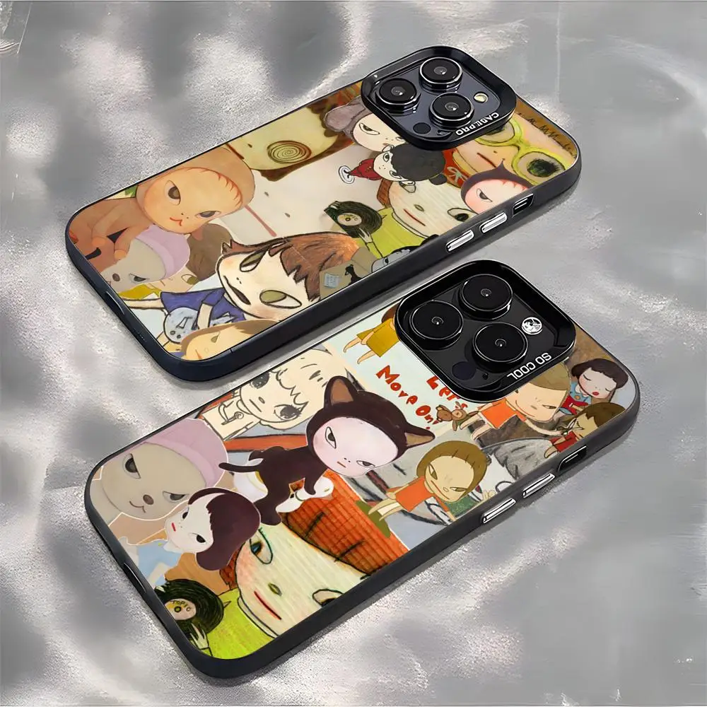 Y-Yoshitomo N-Nara Art Handyhülle für iPhone 17 Air 16 15 14 Plus 13 12 11 Pro 7 8 XS Max XR Silber Schwarz Stoßfeste Hülle