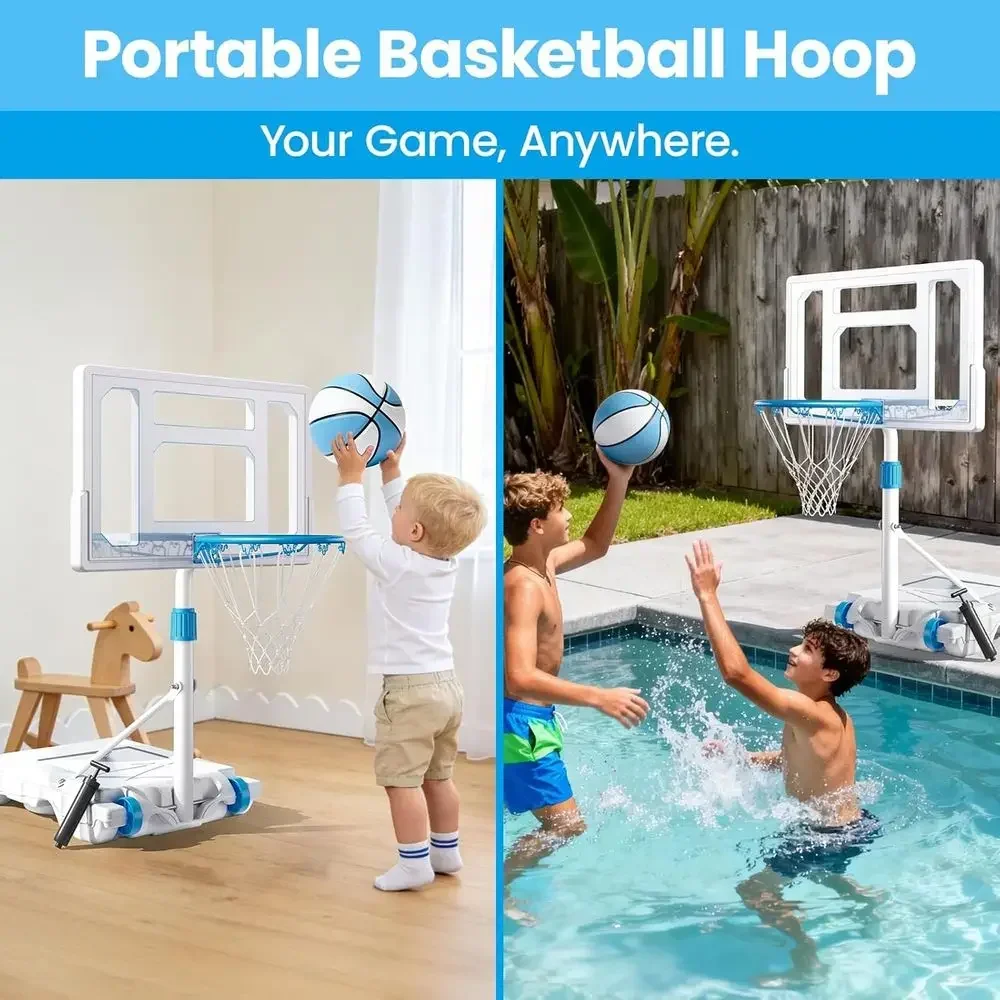 Portable 32 Swimming Pool Basketball Hoop - Stainless Steel, Rust-Resistant Goal Set for Outdoor/Indoor Use view 5