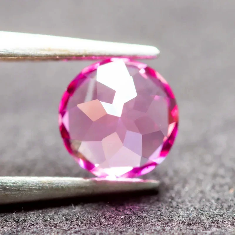 Lab Grown Sapphire Pink Color Round Shape DIY Ring Necklace Earrings Main Materials Extremely Shiny Quality  AGL Certificate