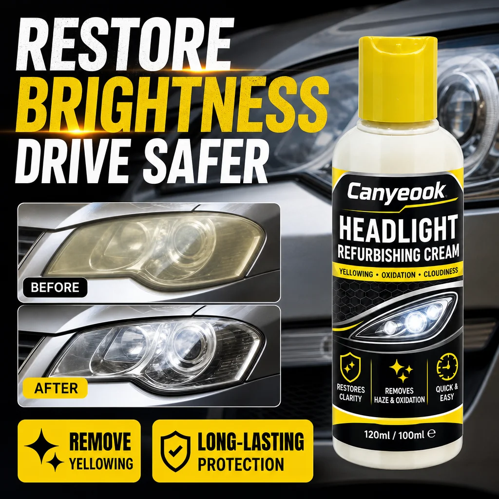 CANYEOOK Car Headlight Repair Cream - Restore Clear Lens Remove UV Damage Oxidation with Protective Coating 120ml