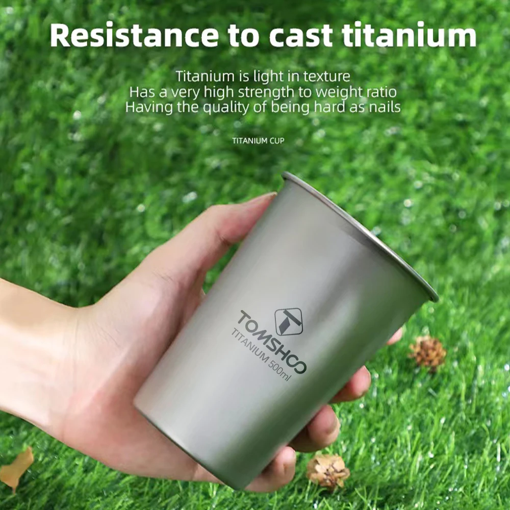 

TOMSHOO Титановая чашка для кемпинга, портативная, легкая, прочная, из чистого титана, чашка для воды, пивная кружка, высокое качество, легкое использование для улицы