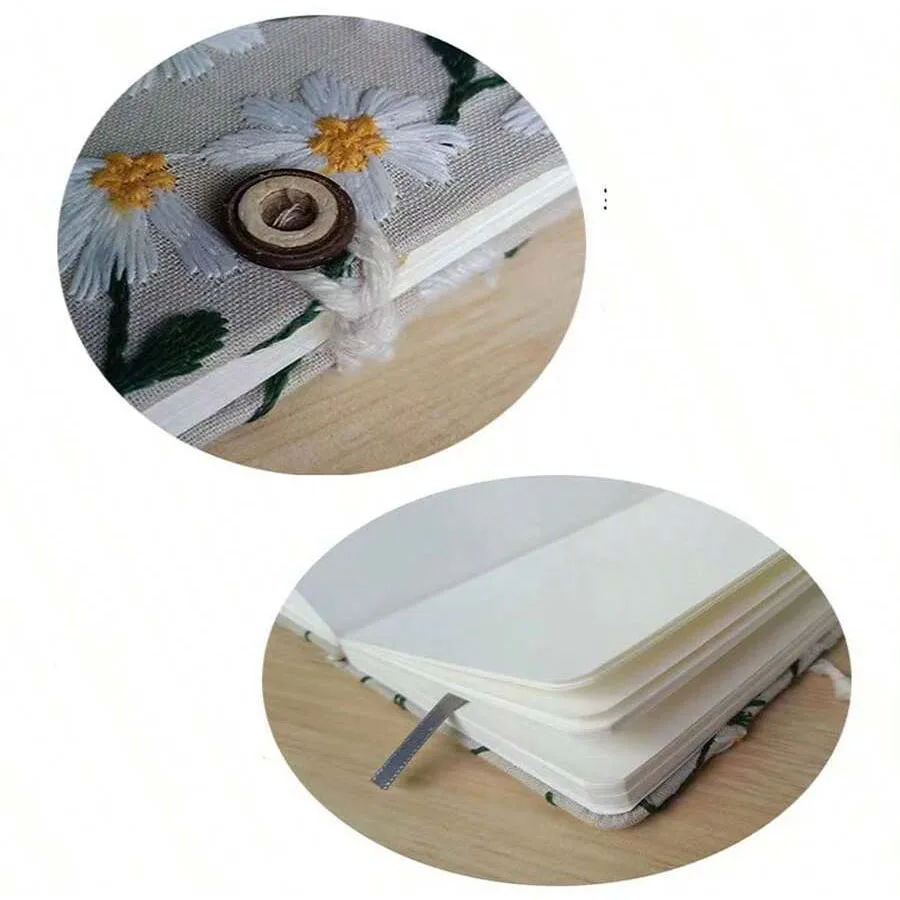 A5 A6 Knitting Embroidery Notebook Blank Line 100 Sheets 200 Pages Notepad with Bookmark Journal Sketchbook