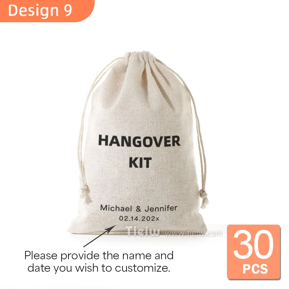 30 Stuks Gepersonaliseerde Katerpakket Tassen-Tieiw-Custom Bruiloft Gunst Herstelkit Zakjes Voor Feestvieringen