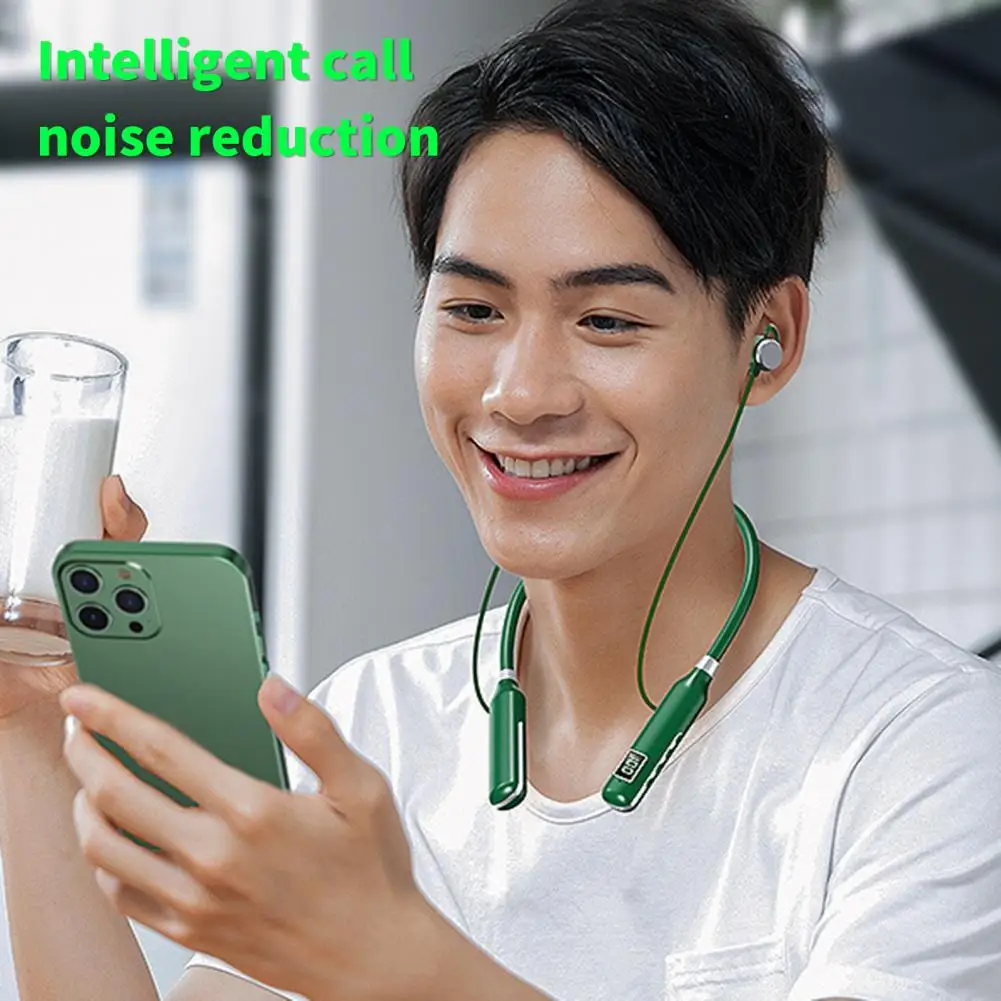 Useful Wireless Earphone LED High-definition Digital Display Neck-hanging Wireless Earbud IPX5 Waterproof Wireless Earbud