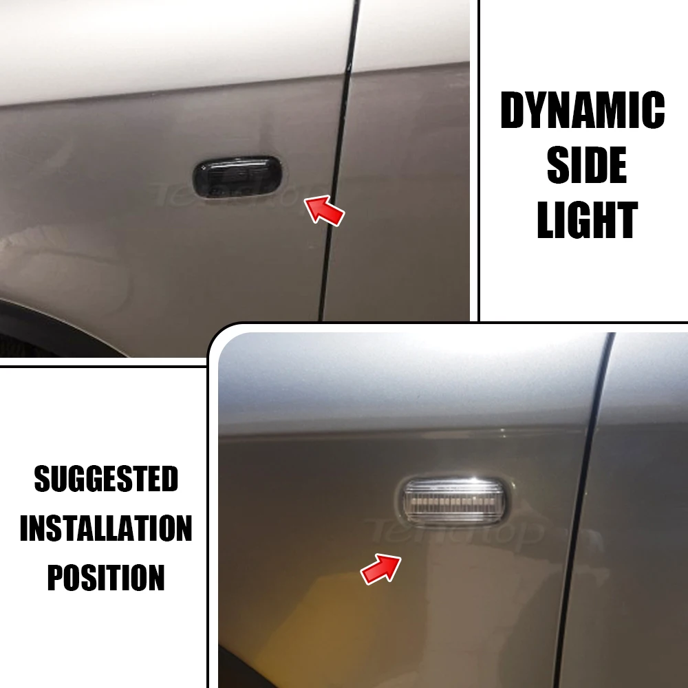 Dynamic Amber Turn Signal LED Flashing Light Side Marker Indicator Light For Audi A3 S3 8P A4 S4 RS4 B6 B7 A6 S6 RS6 C6 - view 6