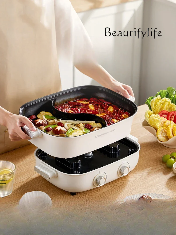 

Split half-and-half duck Large-capacity household electric pan Electric frying pan Electric cooking pan 6.5L