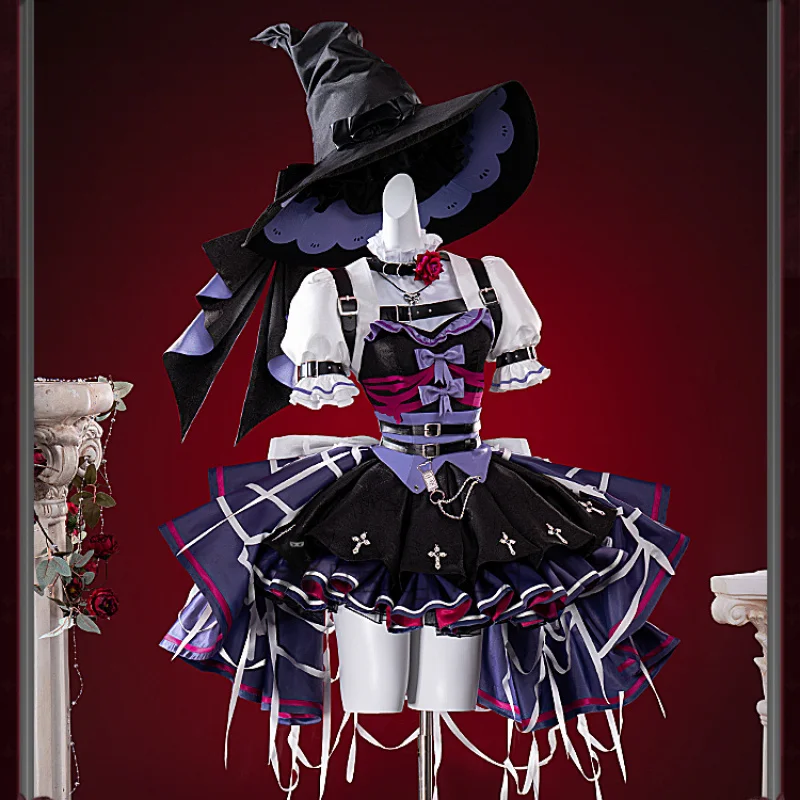 أنيمي لعبة الهوية الخامس البستاني تأثيري حلي إيما وودز الساحرة الظلام لوليتا قبعة موحدة الكبار امرأة هالوين كرنفال البدلة
