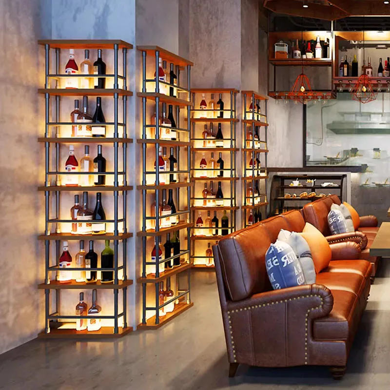 Commercial Wall Bar Cabinet Wine Rack Storage Display Bar Cabinet Wine Rack Standing Tall Botellero Vino Drinking Bar Furniture