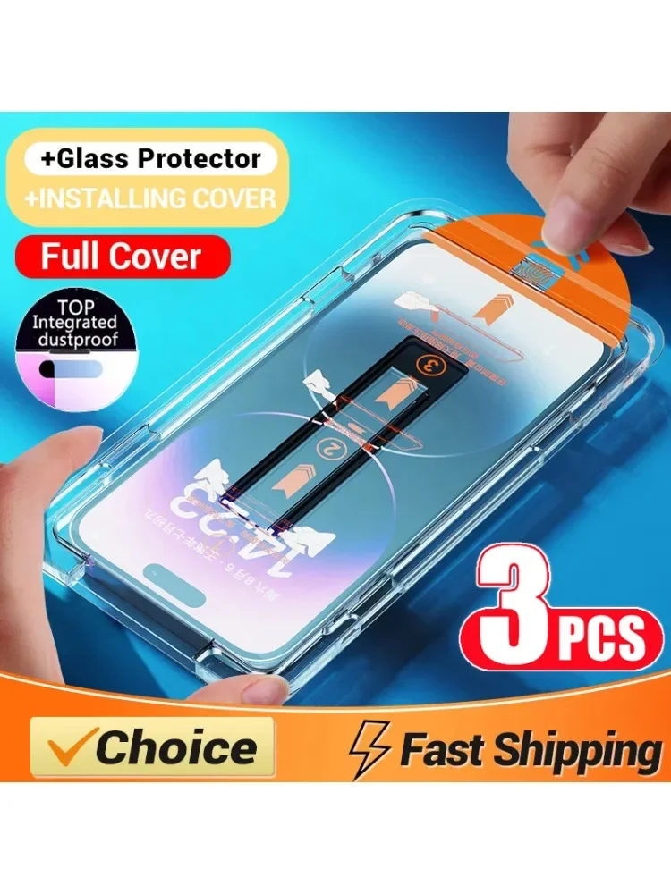 Protetor de Tela Oleophobic Coating para iPhone, Vidro Livre de Poeira, Fácil Instalação, 14, 11,
