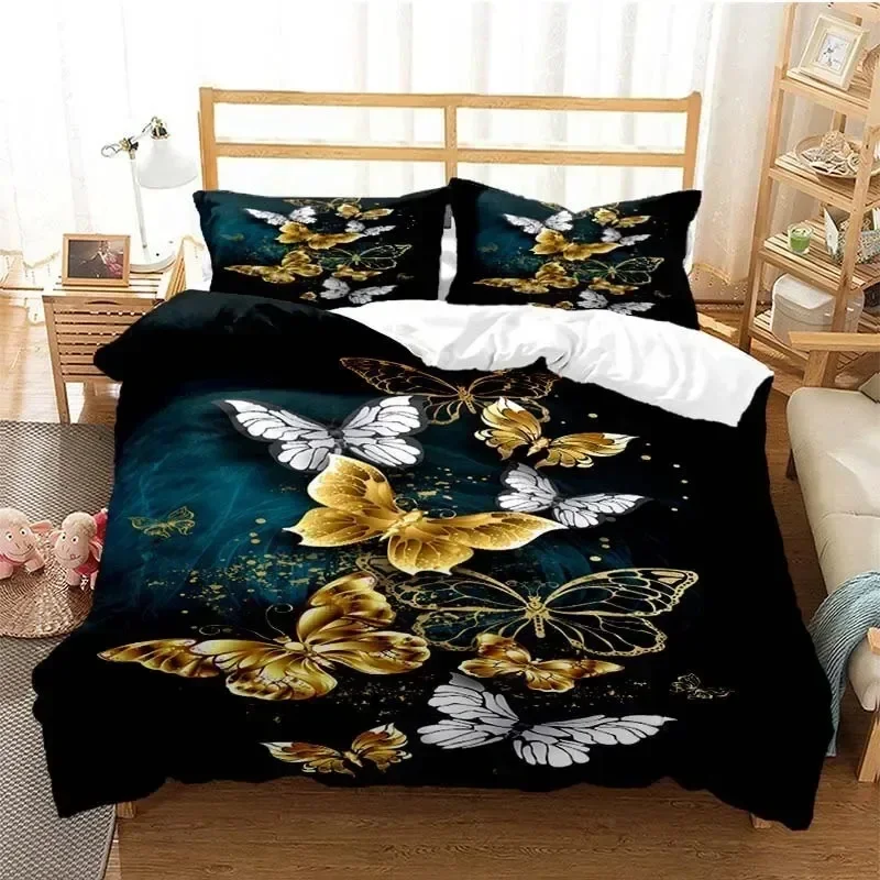 Colourful Butterfly Wings Comfortable Duvet Quilt Cover Pillowcase Bedding Set Children Bedroom Decoration Home Textile