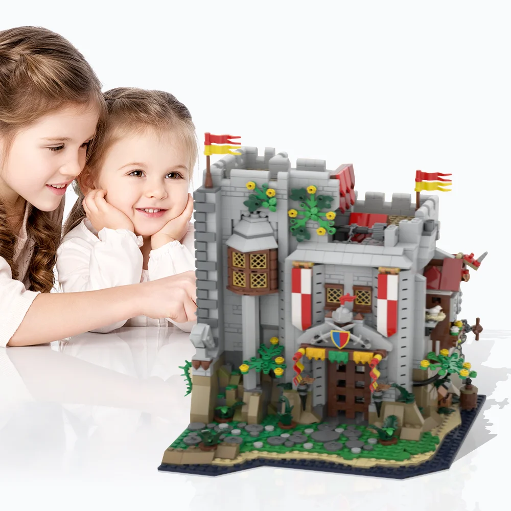 

Gobricks MOC Lion's caslte gatekeeper tower Building Block Model Medieval Castle Watchtower DIY Bricks Assembled Toys Kids Gifts