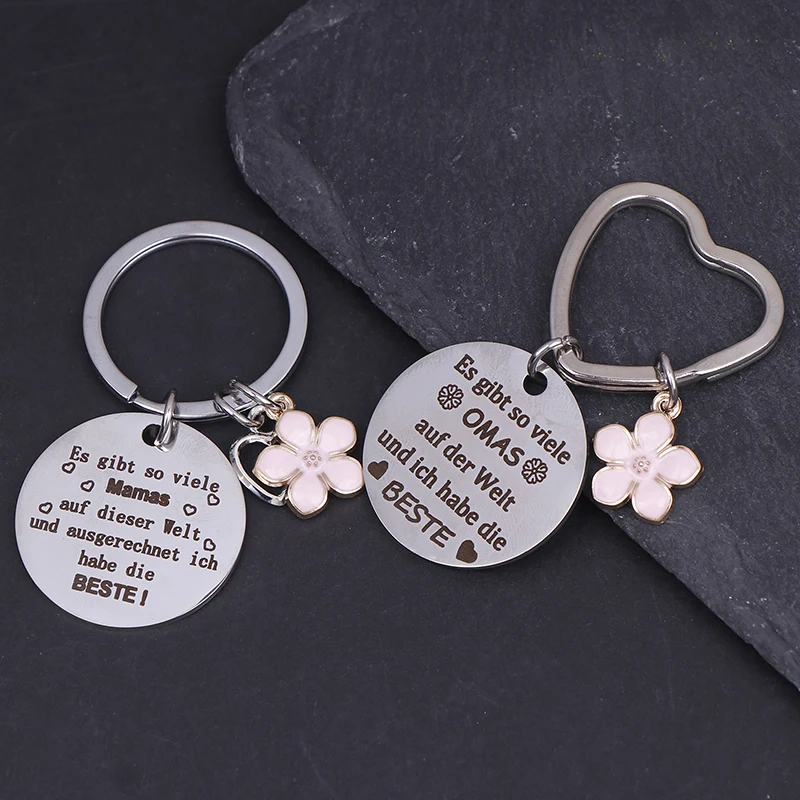 1PC 2025 Stainless Steel German Es Gibt So Key Chain Mom Gifts For Birthday Christmas Mother's Day Gift From Daughter Key Ring