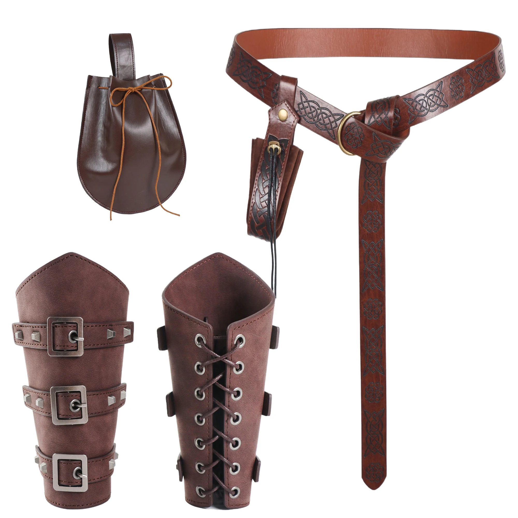 Accesorios de cinturón de cuero PU de caballero Medieval para hombre con bolsa para cinturón, accesorio de Cosplay de moda Universal para niños, Cosplay de Anime