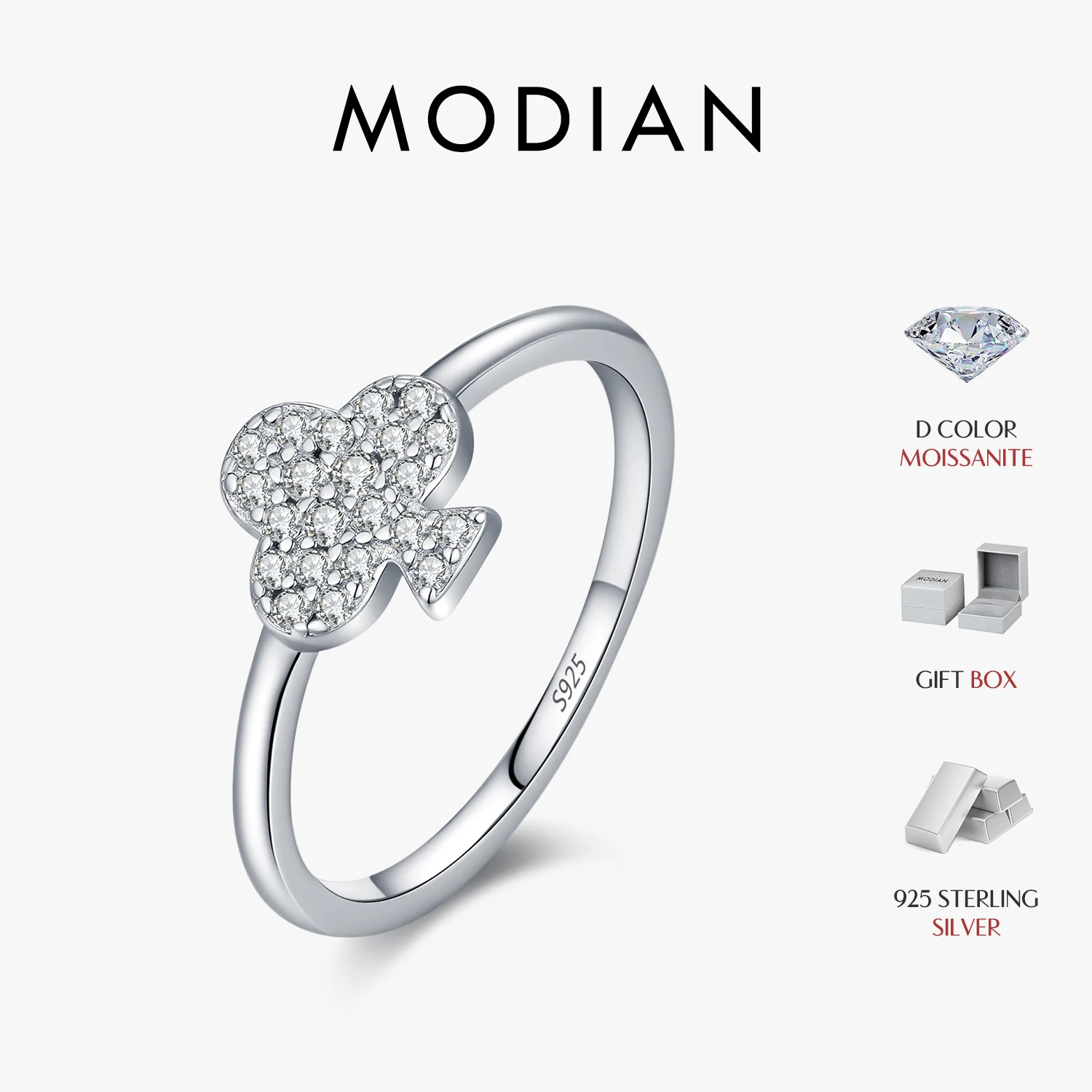 

MODIAN D Color Moissanite 925 Sterling Silver Exquisite Charming Clubs Finger Rings For Women Vacation Party Fine Jewelry