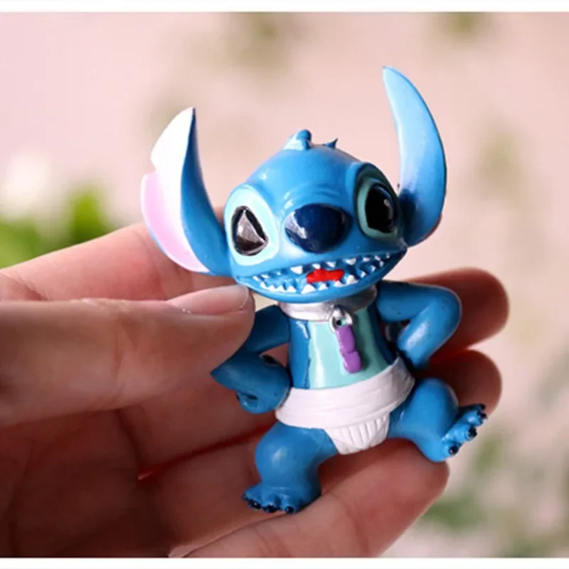 Disney Lilo Stitch ของเล่นการ์ตูนอะนิเมะ Lilo & Stitch Angel Action Figure เดสก์ท็อปเครื่องประดับ Stitch เค้กตกแต่งเด็กของขวัญ